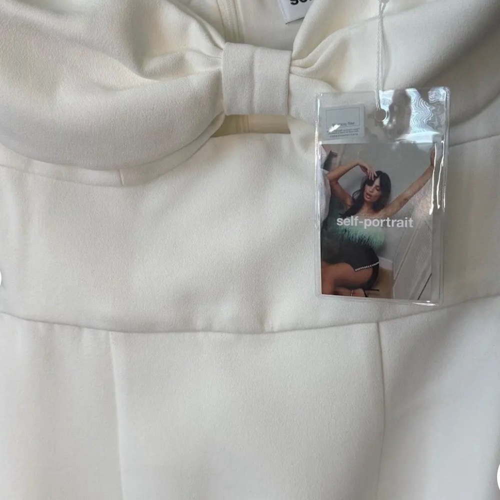 Self-Portrait Cream Bow Bustier Dress